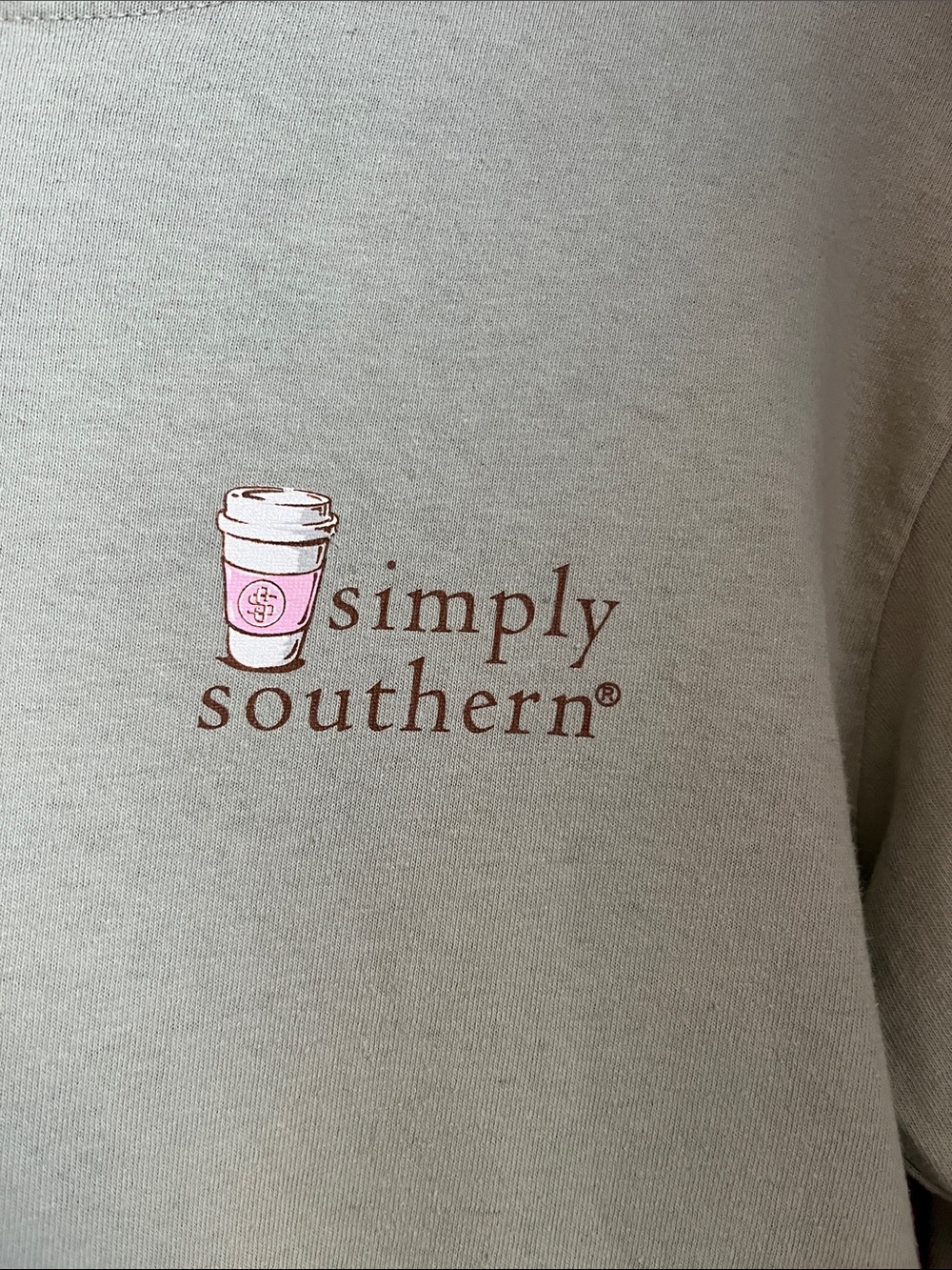 Simply Southern Sage Long Sleeve Tee with Pink & Leopard Coffee Graphic - Picture 6 of 15